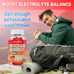 Strawberry-flavored potassium gummies close-up