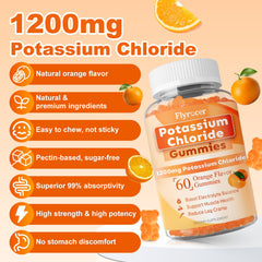 Travel-friendly bottle of orange-flavored potassium gummies