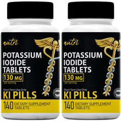 Front view of Potassium Iodide Tablets 130 mg, 2 pack, 280 tablets
