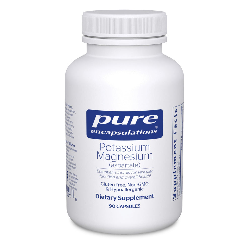 Pure Encapsulations Potassium Magnesium (Aspartate) 90 capsules bottle on white background