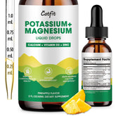 Front view of the Potassium Magnesium Glycinate liquid drops bottle