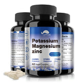 Bottle of Potassium Magnesium Zinc supplement with 60 vegan capsules