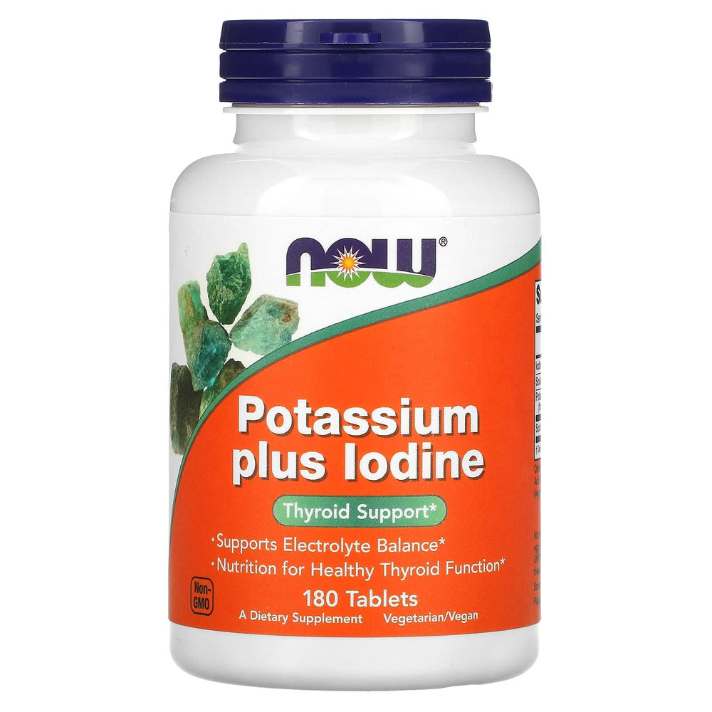 Packaging front of Potassium Plus Iodine 180 Tablets by Now Foods