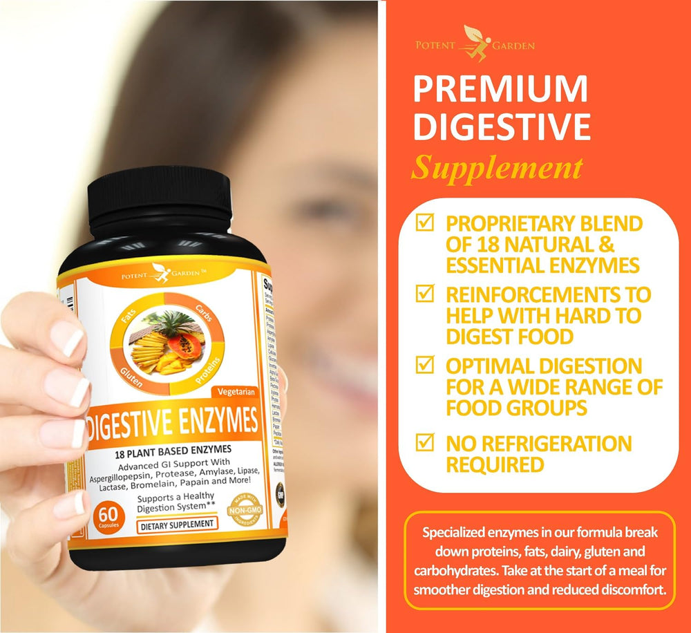 Potent Garden Digestive Enzymes bottle with 60 capsules