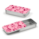 POTYHDC portable dental floss case with pink ribbon bow lid