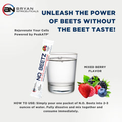 Pouring N.O. Beetz powder into a glass of water for hydration and energy