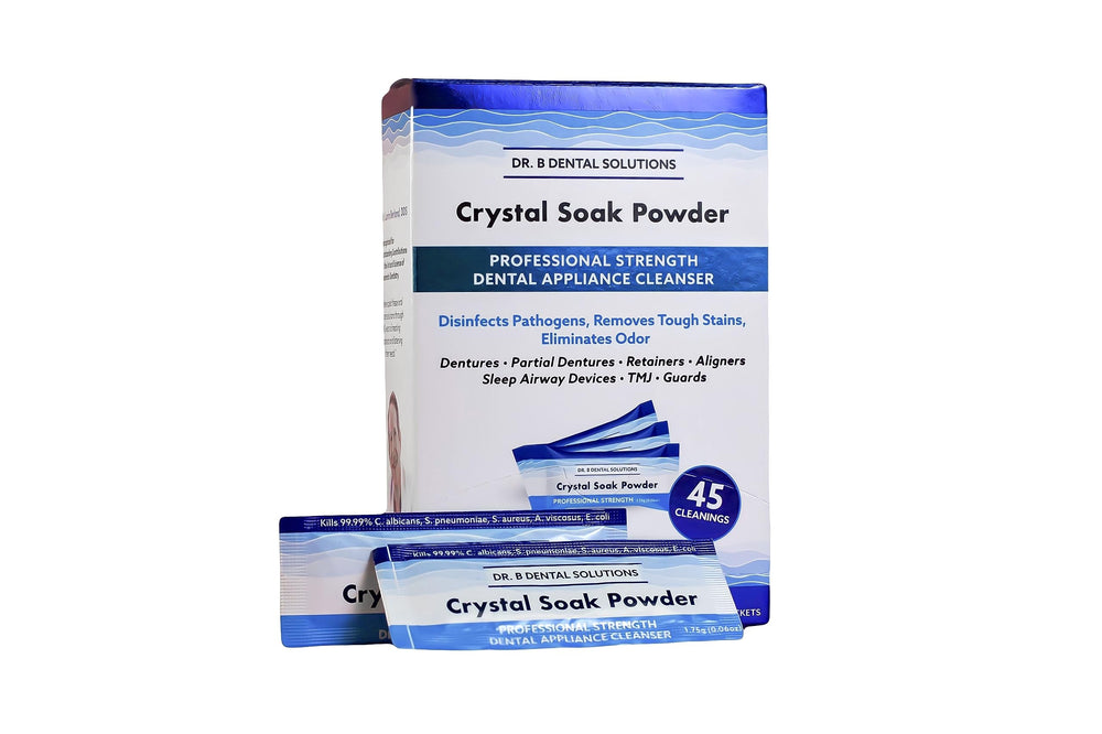 Dispensing packets of Powder Crystal Soak Cleanser for travel