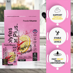 PowderVitamin Electrolytes Plus label emphasizes non-GMO formula.
