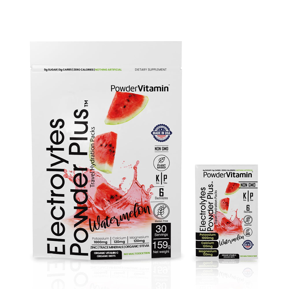 PowderVitamin electrolytes travel packets displayed for convenient hydration anywhere.