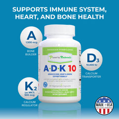 ADK 10 label detail showing vitamins A, D3, K2 MK-7