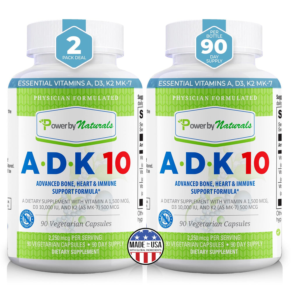 Power By Naturals ADK 10 Vitamin Supplement bottle label