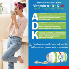 ADK 10 Vitamin Supplement capsules in bottle