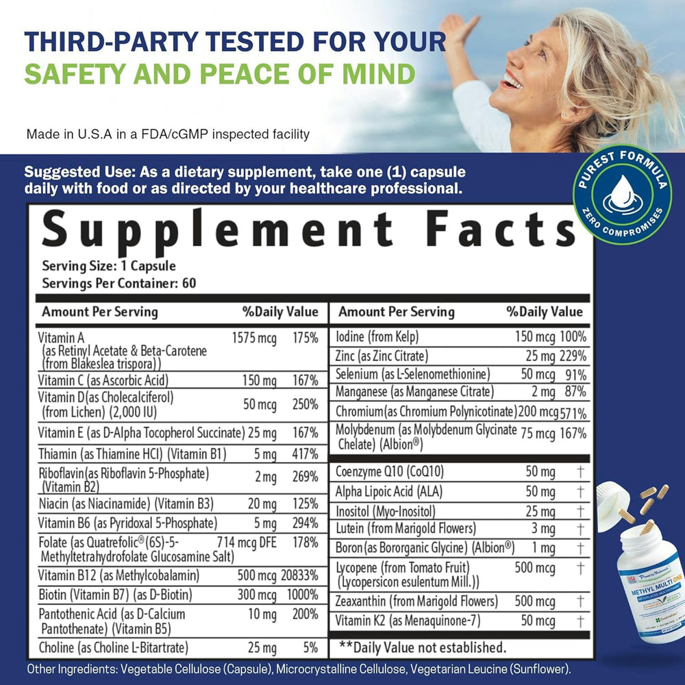 Closeup of Methyl Multi One product label