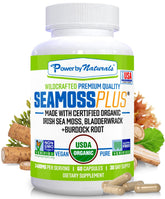 Power By Naturals SeaMoss Plus front label on bottle