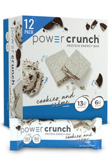 Power Crunch Cookies & Cream protein bar (1.4 oz) — on-the-go snack with easy-to-digest protein.