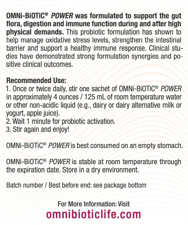 One sachet of Omni-Biotic Power being stirred into water