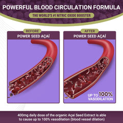 Power Seed Acai capsules close-up showing convenient caffeine-free daily supplement.