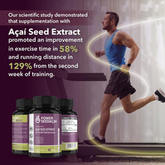 Power Seed Acai label design highlighting GMP-certified Brazilian production.