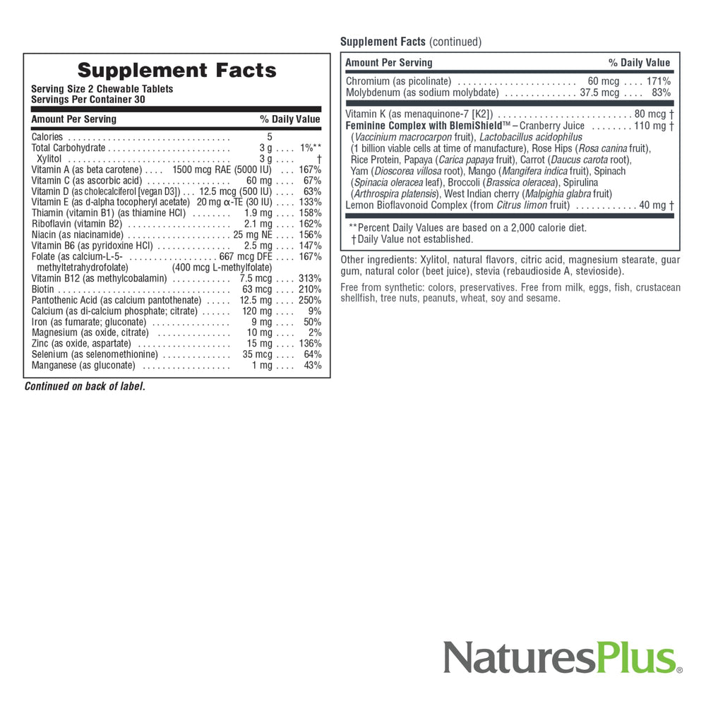 Packaging of Natures Plus Power Teen for Her Chewable Wild Berry