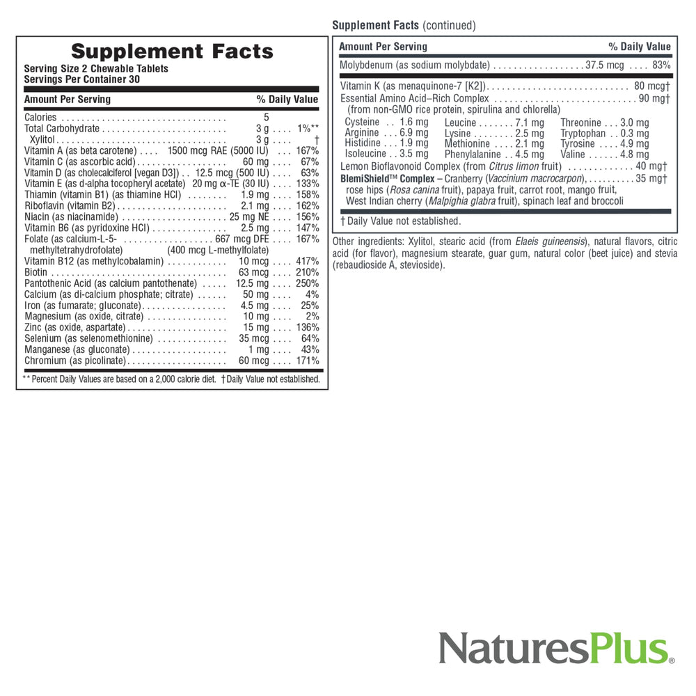 Nutrition label for Power Teen for Him