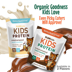 POWkids organic cocoa focus image emphasizes natural taste kids love.