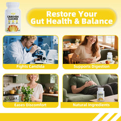 PQR Candida Cleanse bottle back highlights ingredients and easy two capsules daily routine