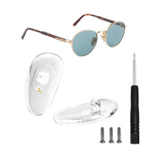 Prada screw-in nose pads 14.5mm with gold logo, front view