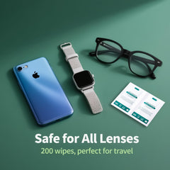 Pre-moistened, ready-to-use lens cleaning wipes