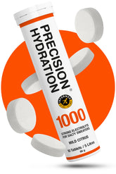 Front view of Precision Hydration Electrolyte Tablets orange tube