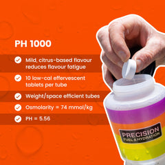 Tablet dissolving in water showing 1000 mg per litre specification
