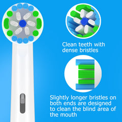 Bristle design showing anti-dirt function and cleaning power