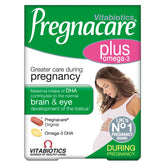 Vitabiotics Pregnacare Plus Omega-3-56 2-in-1 prenatal pack with 28 tablets and 28 DHA capsules