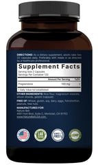 Packaging information panel for pregnenolone 100mg