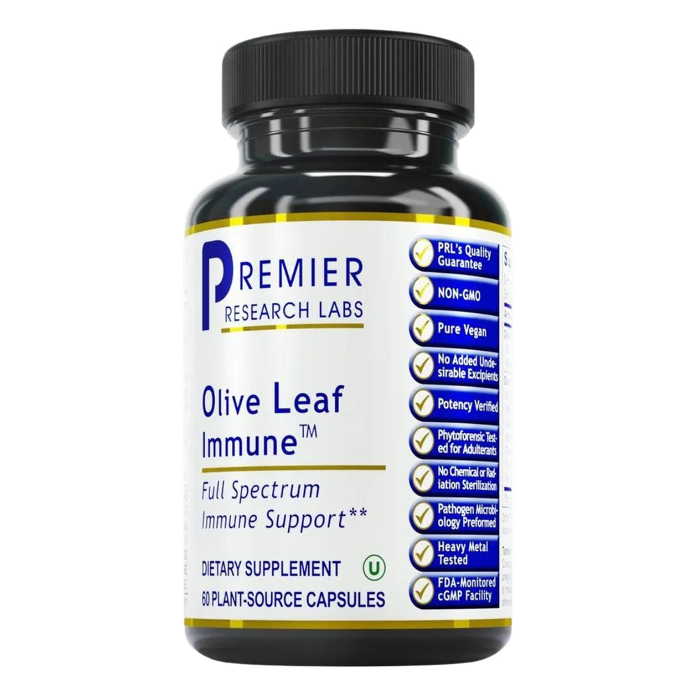 Bottle of Premier Olive Leaf Immune capsules