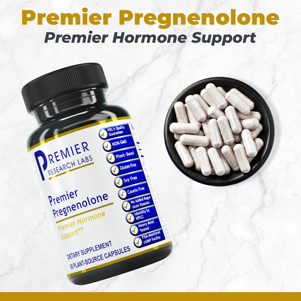 Close-up of Premier Pregnenolone 100mg label