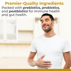 Graphic illustrating prebiotics, probiotics, postbiotics and phytobiotics