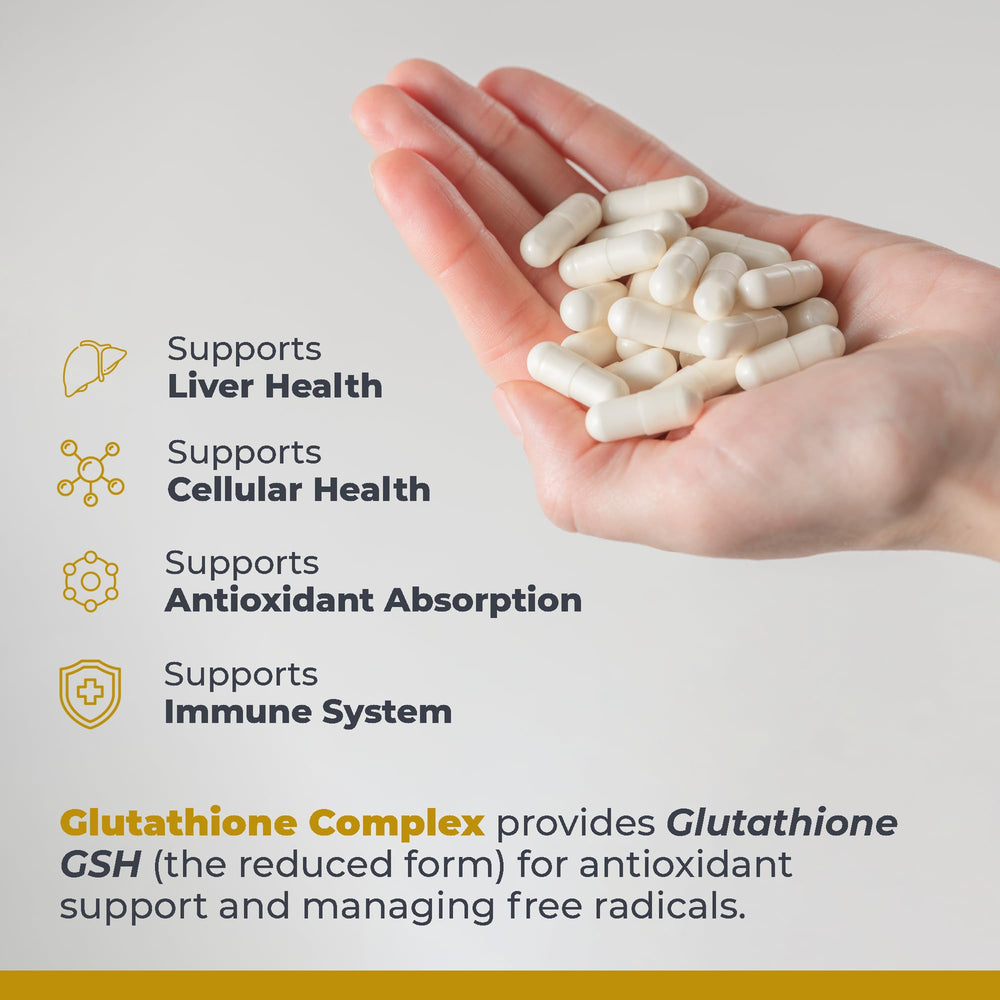 Blend featuring red algae and turmeric for nutrient-rich support in Glutathione Complex.