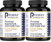 Front view of Premier Research Labs Magnesium Glycinate bottle, two-pack