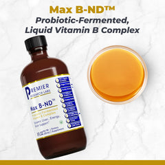Max B-ND bottle label close-up showing sublingual drops