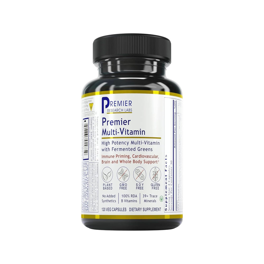 Bottle of Premier Research Labs Plant-Based Multi-Vitamin with vegan capsules