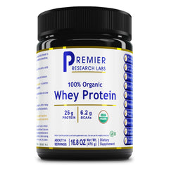 Premier Research Labs organic unflavored whey powder tub for daily protein needs