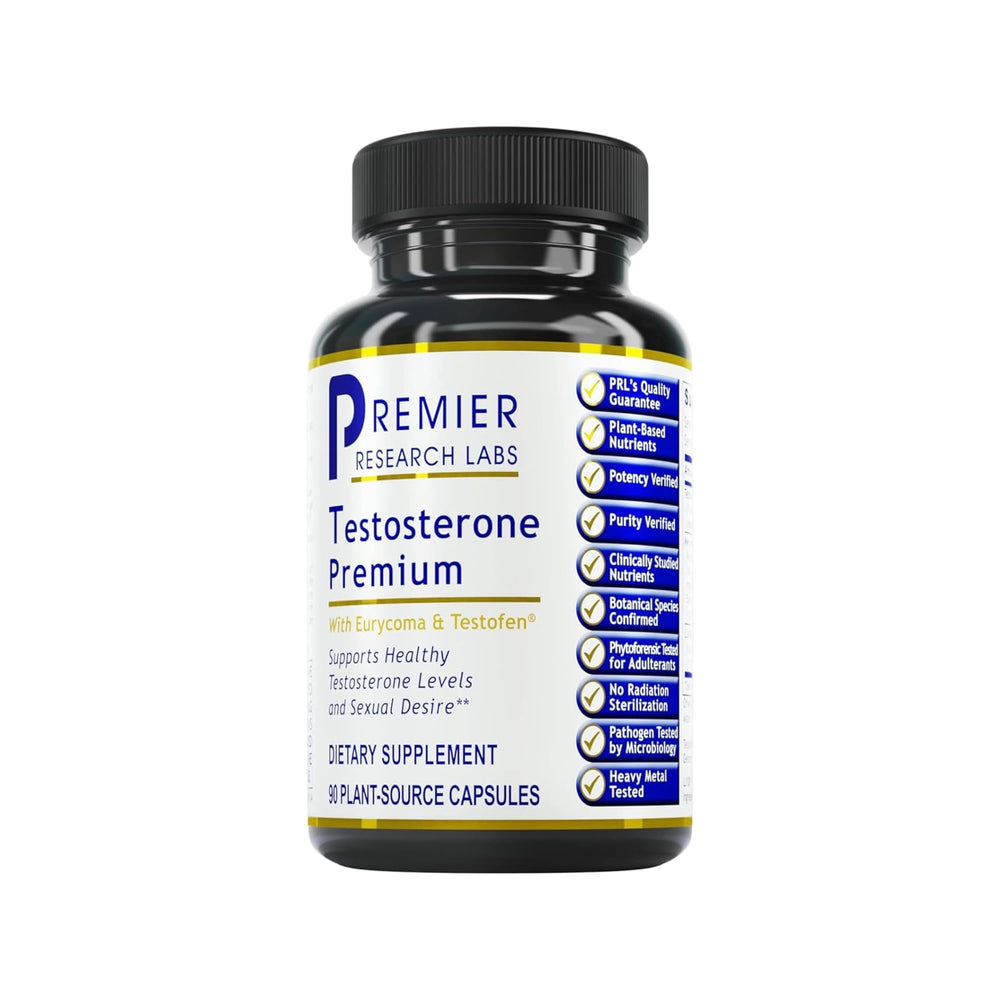 Premier Research Labs Testosterone Premium bottle with 90 vegetarian capsules
