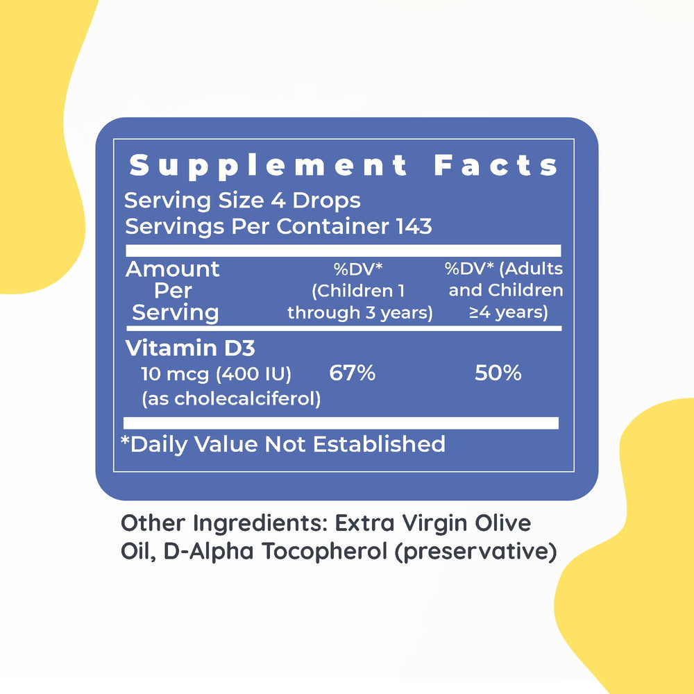 Infant to child vitamin D3 supplement concept with bottle
