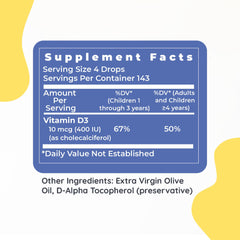 Infant to child vitamin D3 supplement concept with bottle