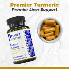 Close up of Premier Turmeric Capsules 500 mg