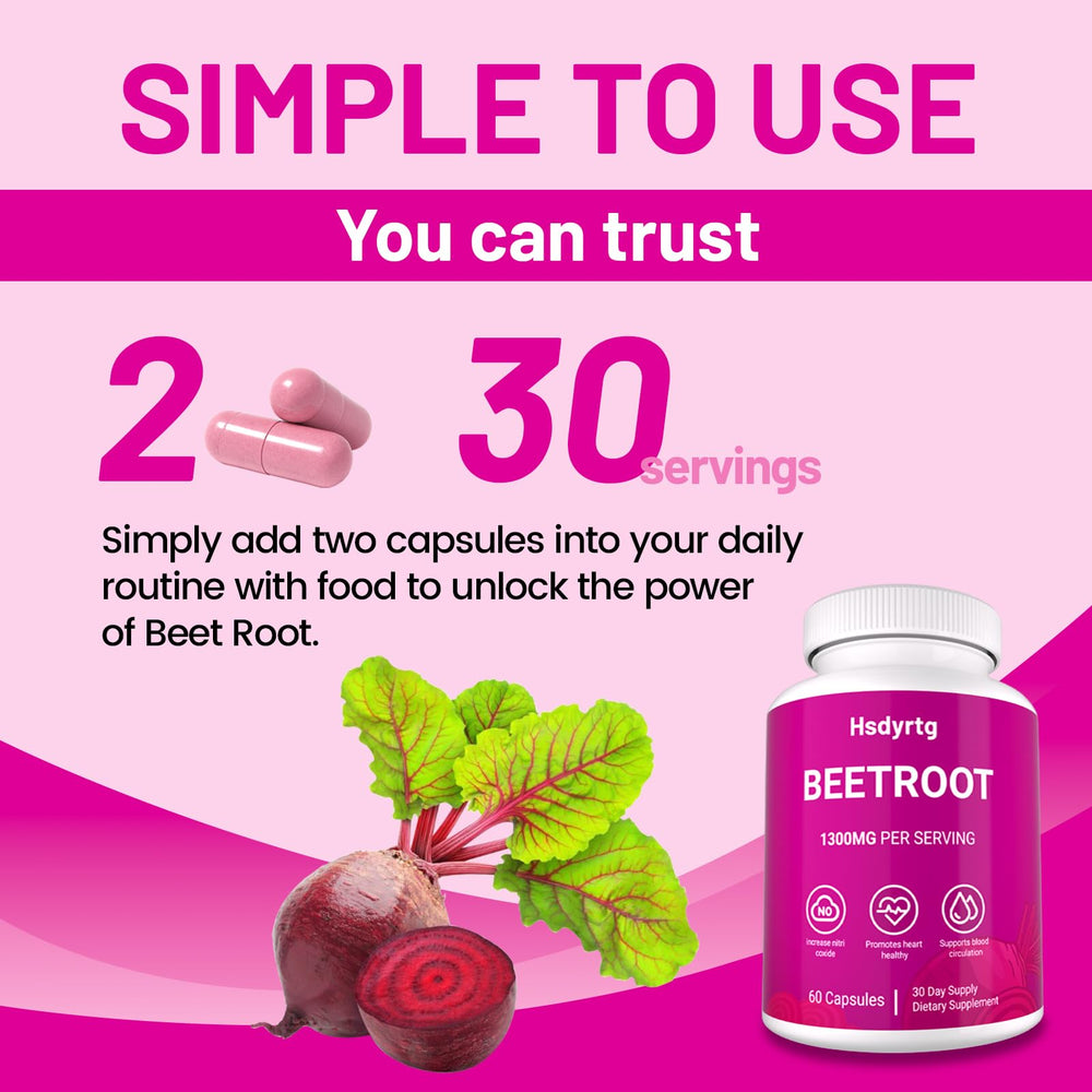Nutrition facts label on beetroot capsules packaging