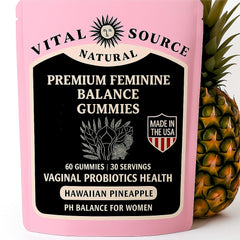 Premium Feminine Balance Gummies bottle on white background