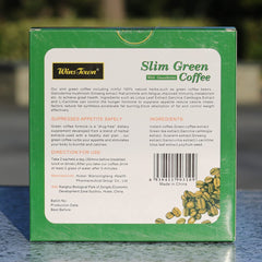 Green coffee beans and powder close-up