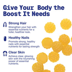 Blueberry-flavored vegan gummies arranged on white