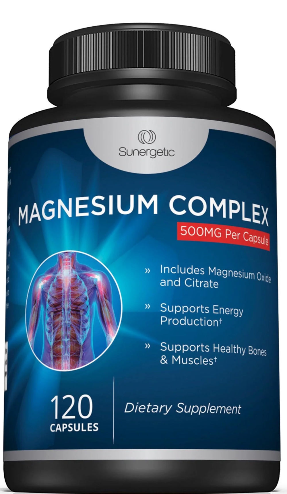 Bottle of Premium Magnesium Citrate Capsules with 120 vegetarian capsules